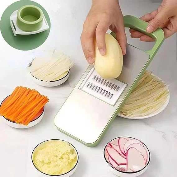 Multifunctional 5-Blade Vegetable Cutter & Grater | Stainless Steel Kitchen Tool