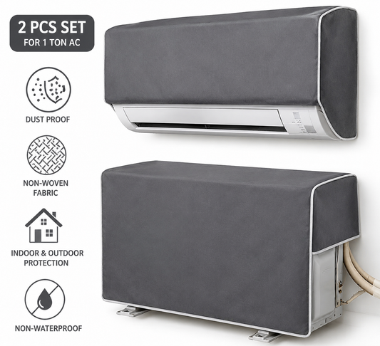 Dust Proof AC Cover Set for 1 Ton | Non-Waterproof Non-Woven Fabric | Indoor & Outdoor Protection (2 Pcs)