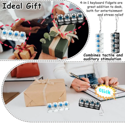 4-Key Mechanical Keyboard Clicker Keychain
